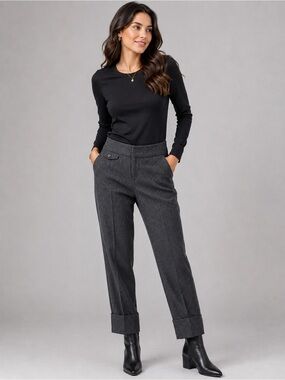 Cartonnier Women's Charcoal Gray Tailored Cuff Leg Dress Pants sz 4